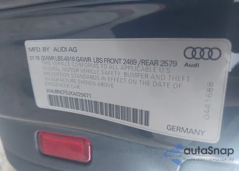 2019 Audi A5 45 Premium from USA, damaged, VIN WAUBNCF52KA029671